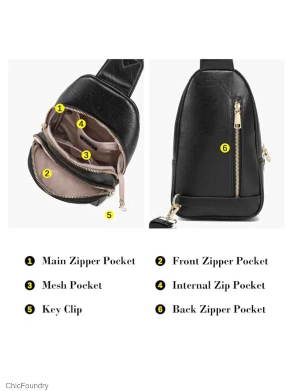 Anti Theft Crossbody Bag RFID Travel Sling Purse Lockable Zippers Adjustable